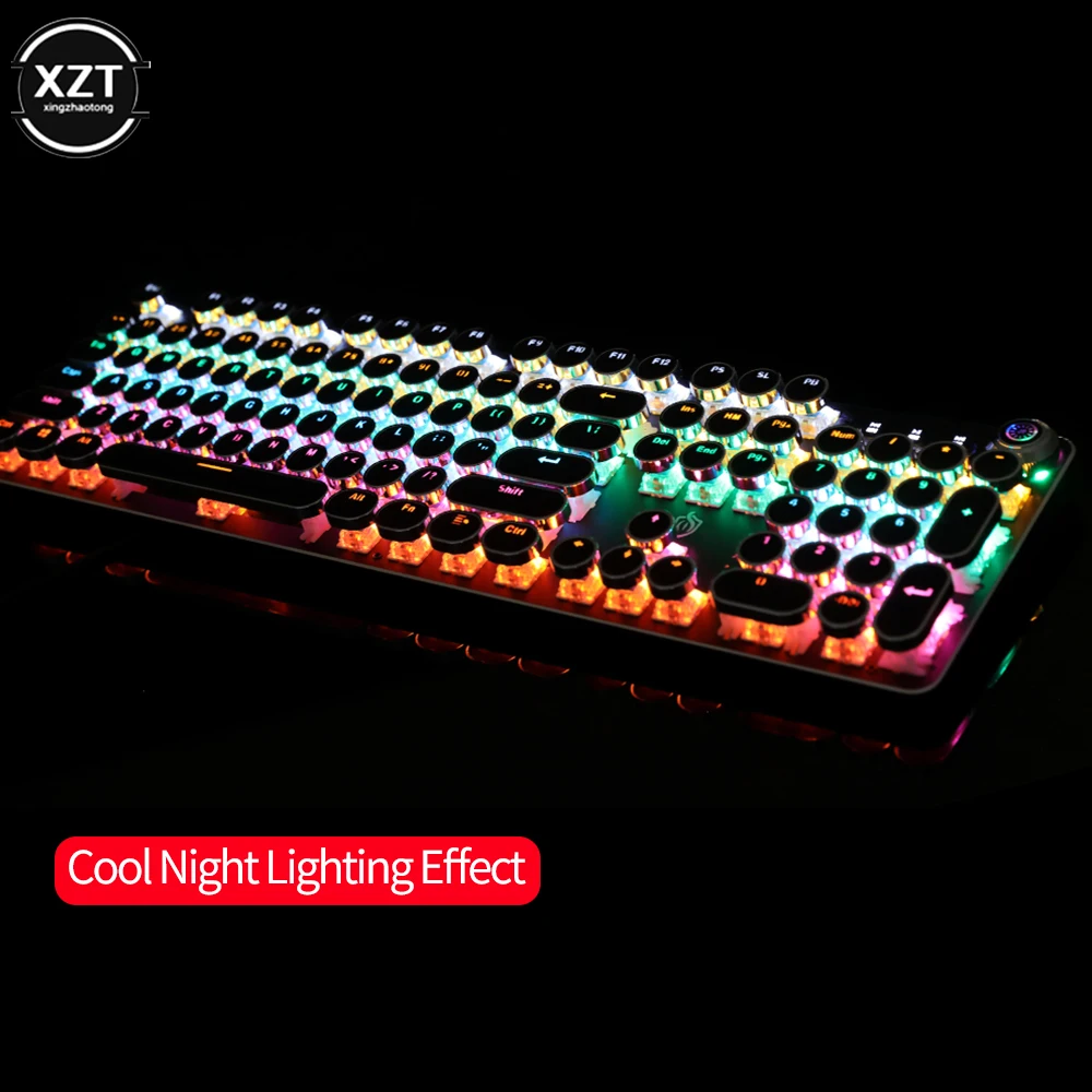 RGB Backlit Gaming Mechanical Keyboard Retro Punk USB Wired 104 Keys Metal Panel LED Switch Full Keypad Computer Game Accessary – Image 5