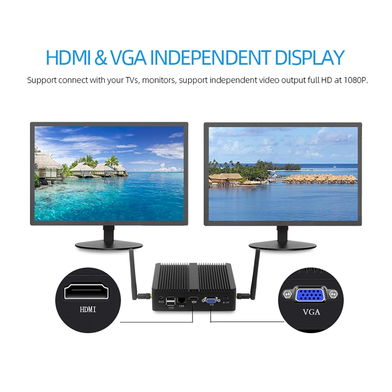 Fanless Mini PC Intel Core i7-4500U i5-4200U i3-5005U Windows 10 300M WiFi 8GB DDR3L 128GB/256GB/512GB SSD Barebone Computers – Image 5