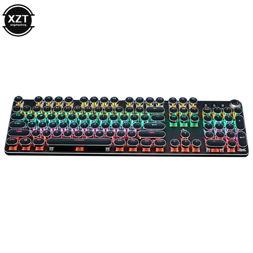 RGB Backlit Gaming Mechanical Keyboard Retro Punk USB Wired 104 Keys Metal Panel LED Switch Full Keypad Computer Game Accessary – Image 6