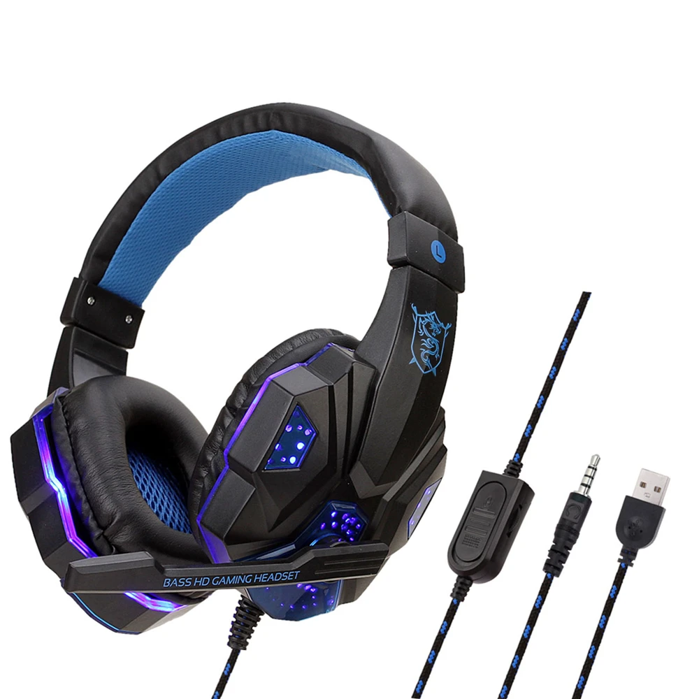Wired Gaming Headphones With LED Light Noise-cancelling Gamer Headset With Microphone for PC Computer Laptop For PS4 PS5 Xbox