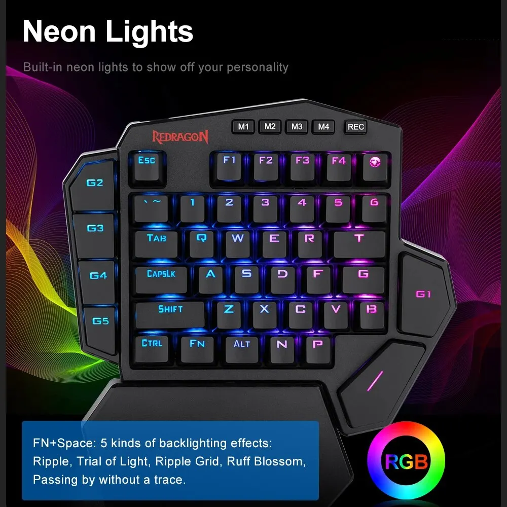 REDRAGON DITI K585 RGB 42 Key One-handed USB Mechanical Gaming Wired Keyboard Blue Switch 42 Keys Gamer for Computer PC Laptop – Image 4
