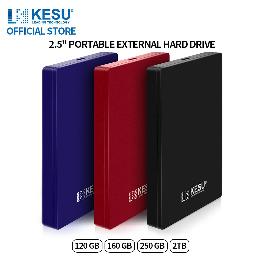 KESU HDD 2.5" Portable External Hard Drive disk 2tb/120gb/160gb/250gb USB3.0 Storage Compatible for Desktop/Laptop/MacBook/TV