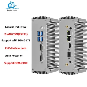Inter Core i3 i5 i7 Industrial Mini PC Support WiFi 3G/4G LTE Linux Pfsense Computer with 2xLAN 2xRS232 4xUSB3.0 Windows10 Ready